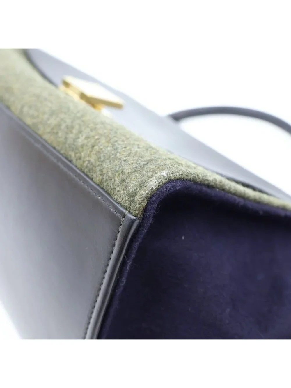 Celine Trapeze 2-Way Shoulder Bag Black Khaki Purple Leather Gold